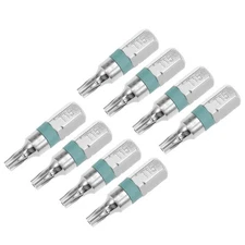 8 PCS T15 Security Torx Bit 25mm, 1/4 Hex Shank S2 Steel Screwdriver Tool