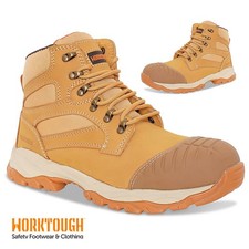 MENS SAFETY BOOTS LEATHER ANKLE  STEEL TOE CAP WORK BOOTS HIKER SHOES TRAINERS