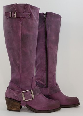John Fluevog Tall Boots, LUNA, Purple Leather, Size WAS $400 *NEW  RARE!*