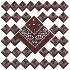 36 Pcs Paisley Cowboy Bandanas Bulk Multi Purpose Polyester 21.6, Brown