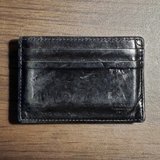 Coach money clip card case black leather used