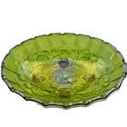 Vintage Indiana Glass Green Iridescent Carnival Glass Oval Footed Fruit Bowl
