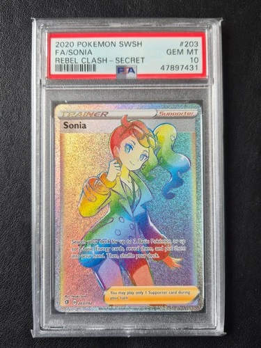 PSA 10 - SWSH Rebel Clash - Sonia - 203/192 - Hyper Secret Rare