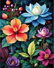 Flowers Paint by Numbers Kit for Adults Beginner-Flowers Adult Paint by Number K