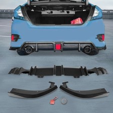Rear Bumper Diffuser For 2016-2021 Honda Civic Rear Lip Diffuser Body Kit Wled Rear Bumper Diffuser For 2016-2021 Honda Civic Rear Lip Diffuser Body Kit Wled