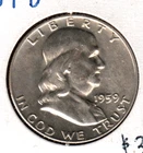 1959-D Franklin half dollar silver coin
