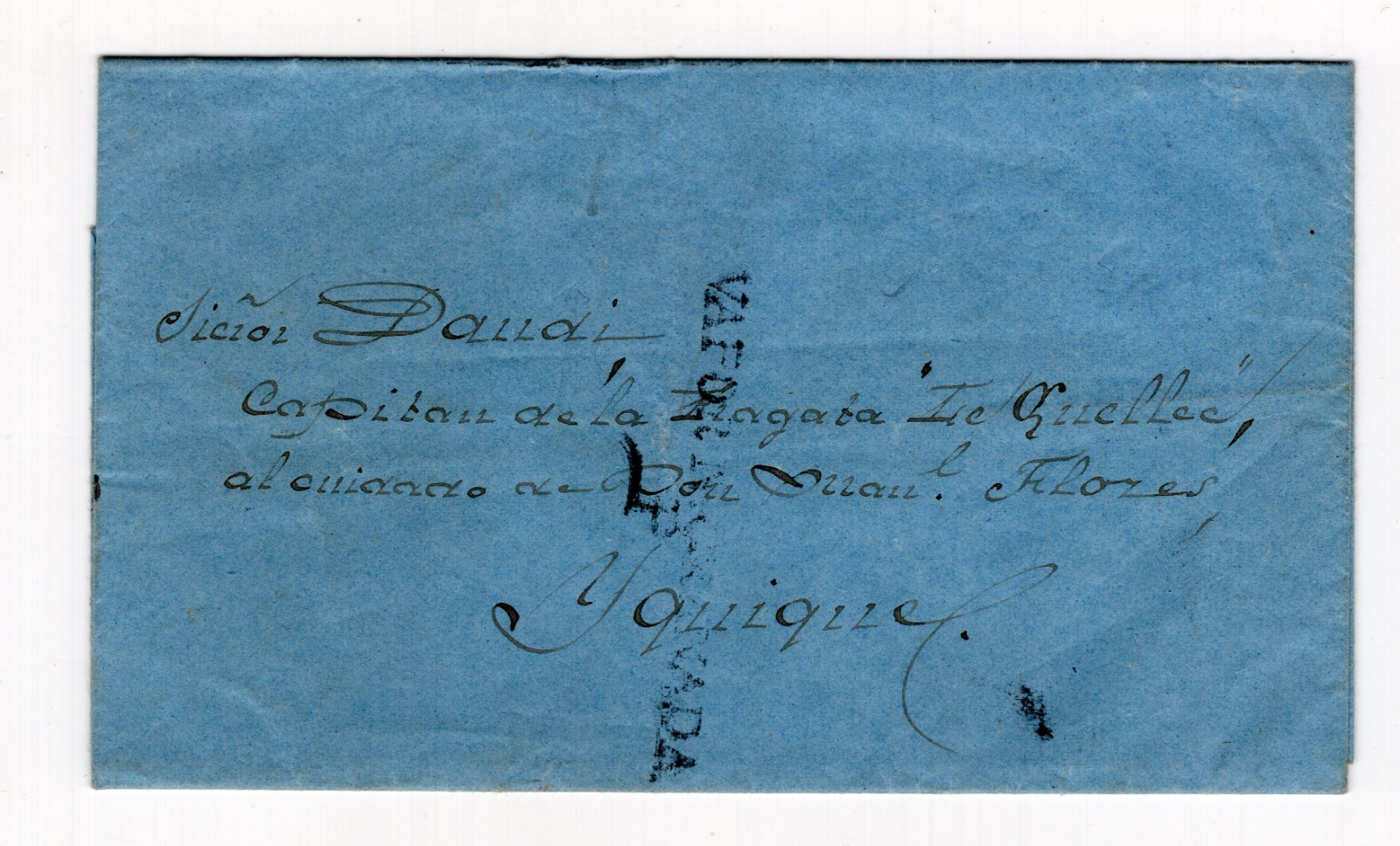 Chile PSNC 1852 Valparaiso to Iquique folded letter VAPOR NACIONAL GRANADA