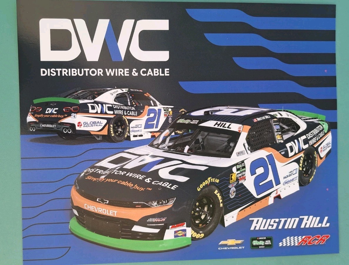 Austin Hill 2026 8x10 DWC #21 RCR NASCAR O'Reilly Hero / Post Card