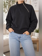 Lou  Grey Black Quarter Zip Pullover Sweatshirt Size Small