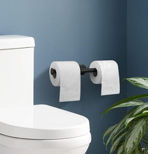 Double Toilet Paper Holder Wall Mount 304 Stainless Steel 2 Roll Black