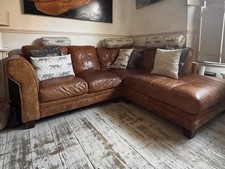 Tan Leather 5 Seater Corner Sofa with Chaise Longue