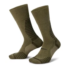MENS SIZE L 8-12 NIKE OUTDOOR WOOL BLEND CREW SOCKS ARMY GREEN MADE IN USA LARGE