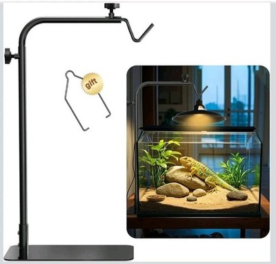 Reptile Heat Lamp Stand Adjustable 18''-32'': Light Holder Fixture with Heavy Base