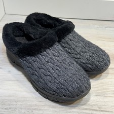Skechers Slippers Women Size 8.5 Keepsake Ice Angel Black Faux Fur Comfort