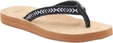 Sanuk Women's Fraidy Tribal Flip-Flop Black White Size 6 New With Tag