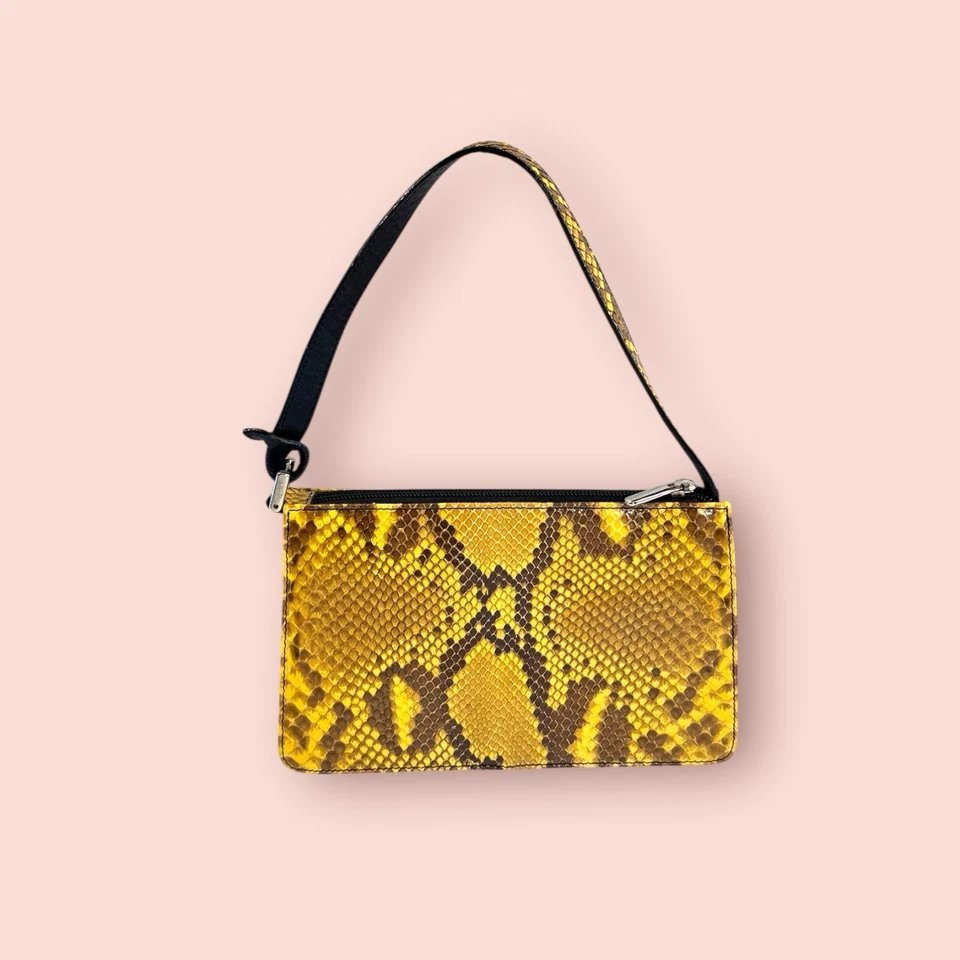 Bolso de mano pequeño de piel de serpiente de pitón genuino SAKS FIVE AVENUE Y2K hecho en Italia