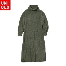 Uniqlo Souffle Yarn Turtleneck Dress S Green New Tag