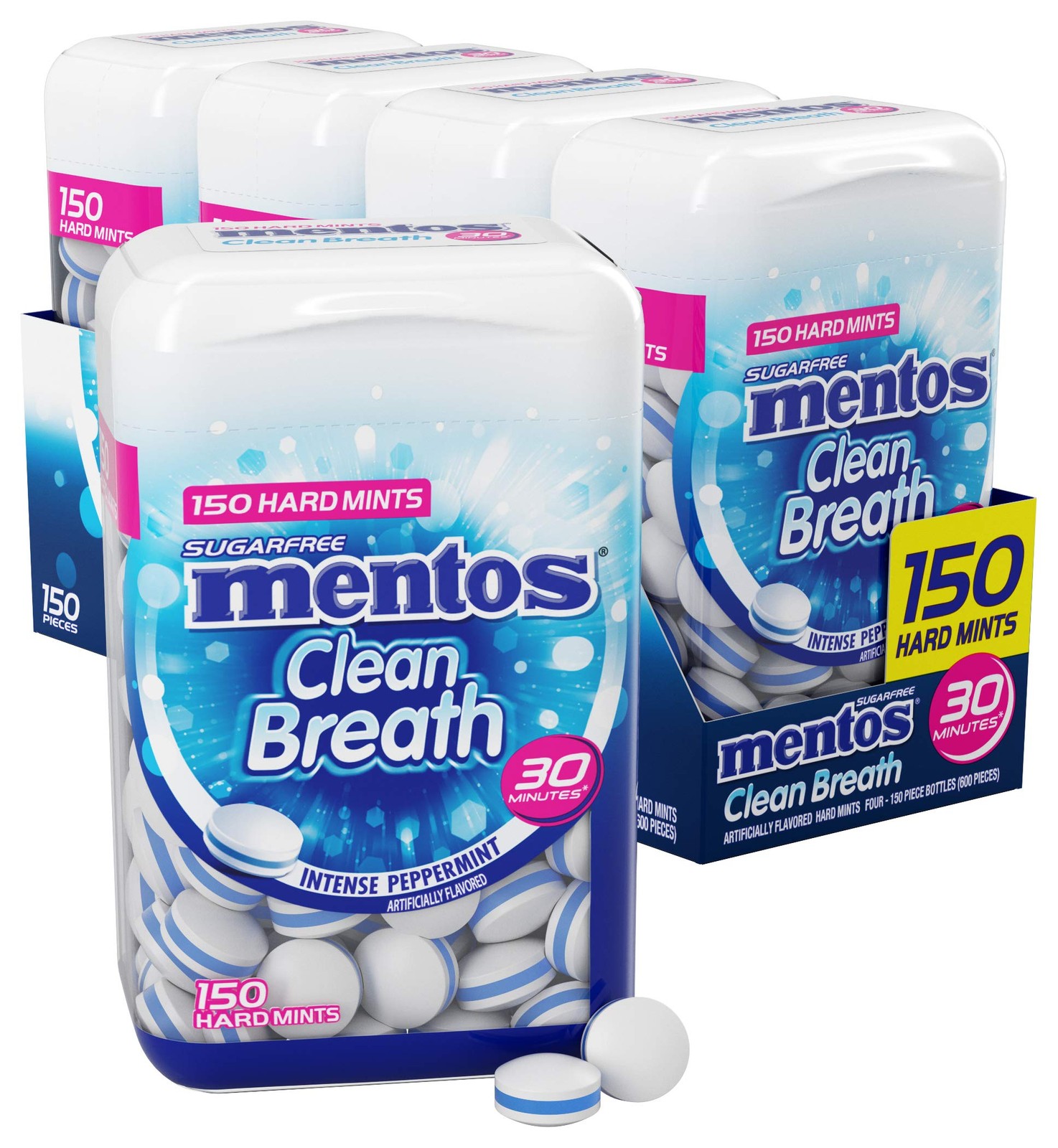 Mentos Clean Breath Sugarfree Hard Mint, 150Pc, Intense Pepp