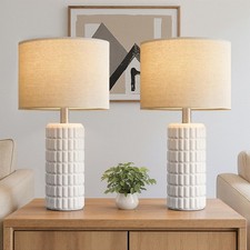 23" Modern Ceramic Table Lamps Set of 2 - H X 12" W X D, A. White