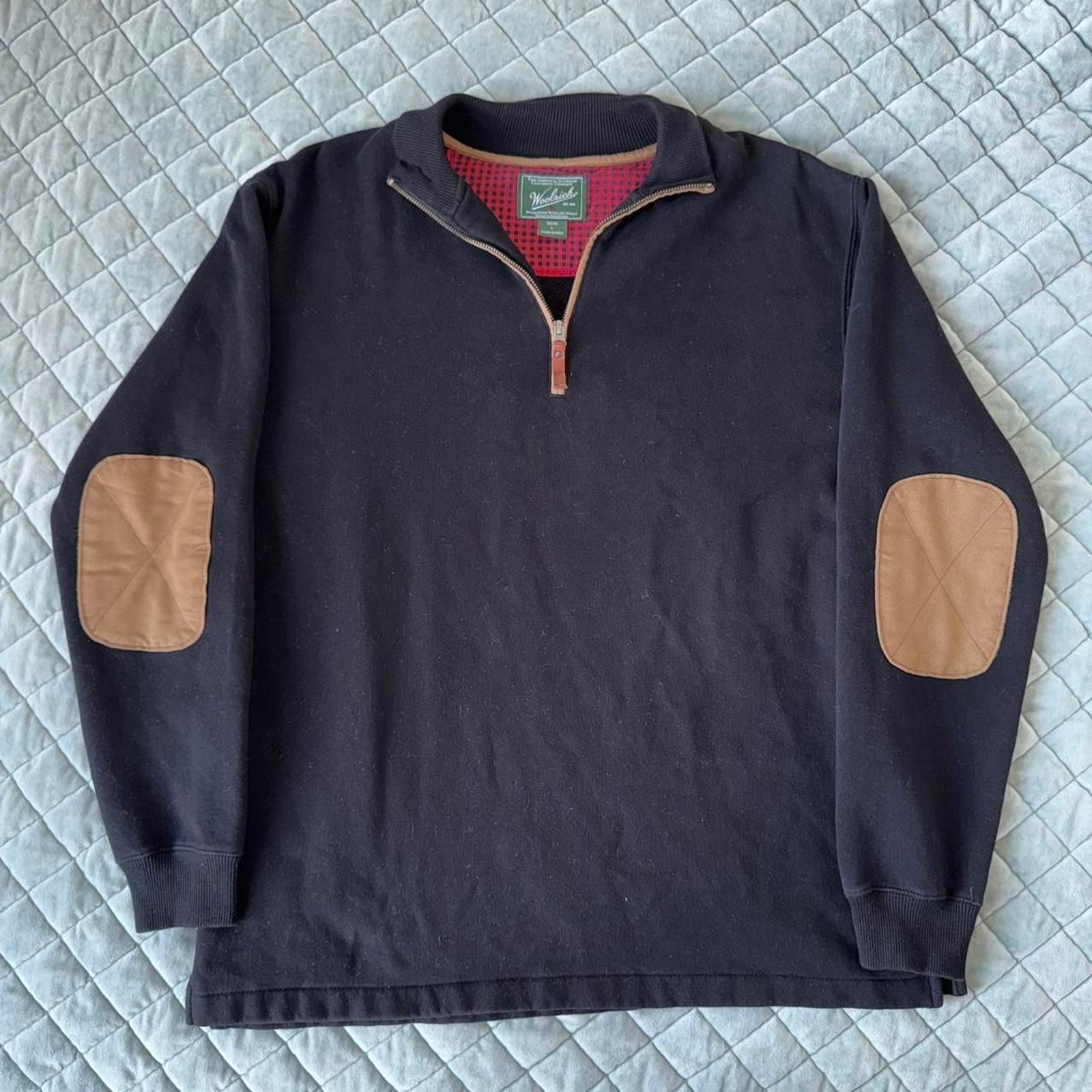 Woolrich Quarter Zip Pullover Elbow Patch Sweater - image 1