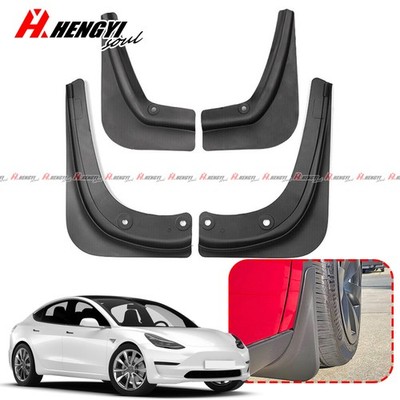For Tesla Model 3 Mud Flaps 4pcs Front Rear BLACK COLOR 21-22 No Drilling Holes