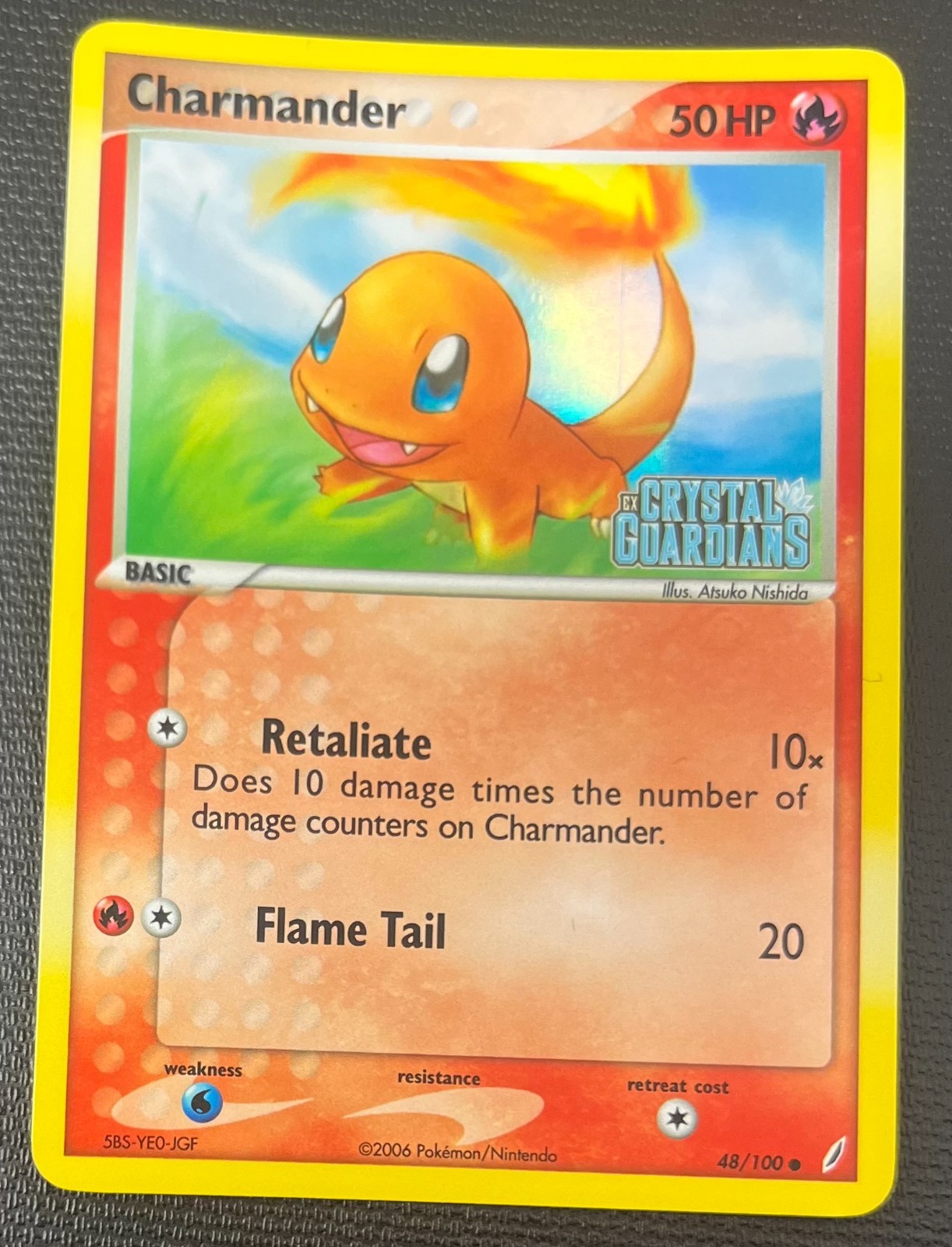 Charmander 48/100 EX Crystal Guardians Stamped Reverse Holo Pokémon TCG Card NM