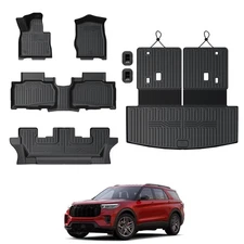 Floor Mats for 2020-2024 2025 Ford Explorer (7-seat), All Weather TPE Floor M...