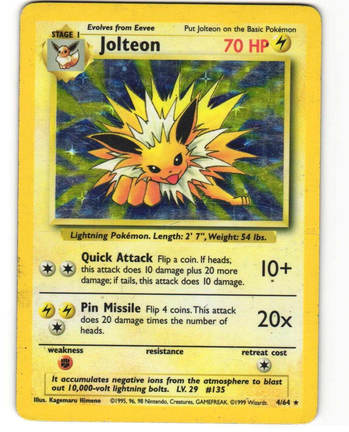 Jolteon Holo NO SYMBOL ERROR Pokemon TCG Jungle 4/64 MP