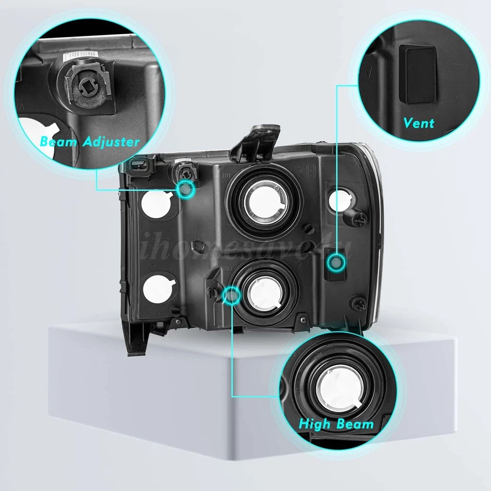 For 2007-2013 GMC Sierra 1500 2500HD 3500HD Denali Headlights LH+RH Chrome Amber Foto 3 de 4