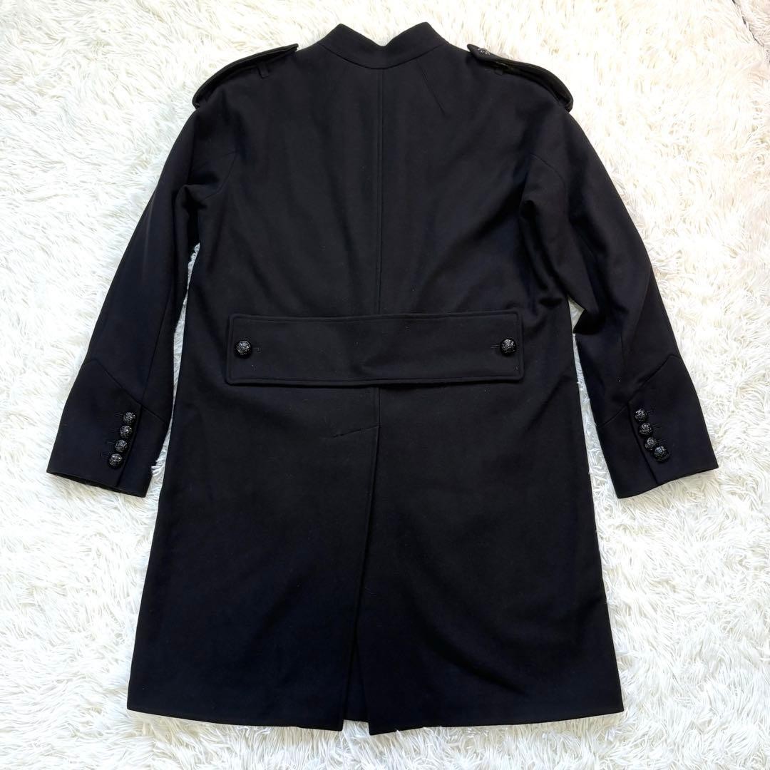 Burberry Collarless Long Coat Black Wool With Liner Nova Check Size 42 For Women thumbnail 4