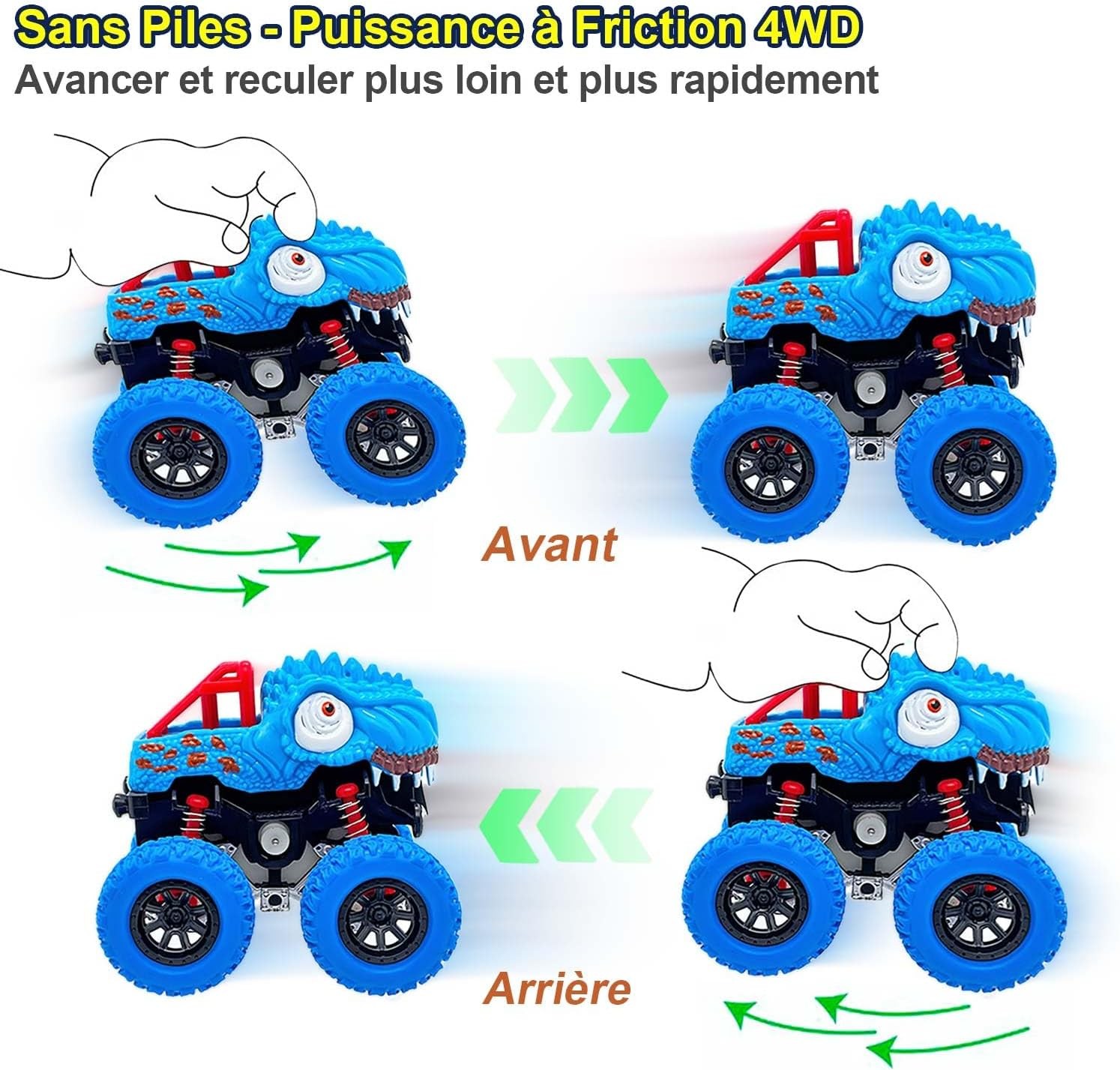Voiture Jouet Dinosaure Bébé Set de 2 Camions Robustes pour Jeux de Salon et Parc