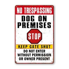 Beware Dog Signs - No Trespassing, Dogs On Premises, Funny Metal Tin Signs - ...