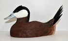 Awesome JIM RUTLEDGE LIFE SIZE RUDDY DUCK DRAKE CARVING DECOY Wood sculpture — photo 1