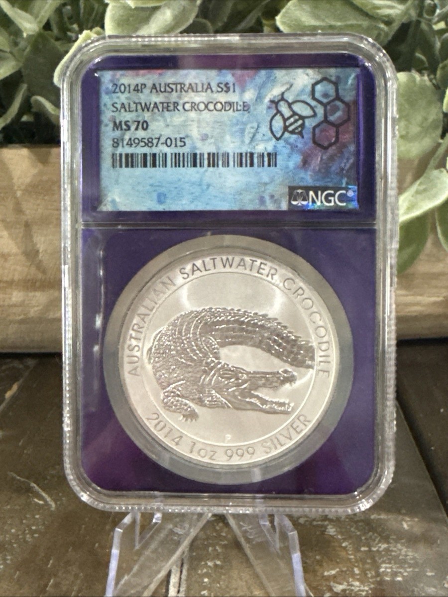 2014-P Australia $1 Saltwater Crocodile 1oz Silver Coin NGC MS 70