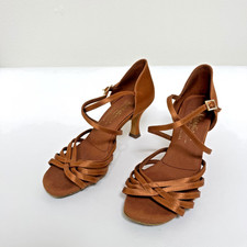International Dance Shoes Latin Ballroom Flavia tan satin UK sz 5.5 / US sz 8