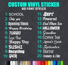 Custom Sticker Vinyl Text Name Word Fancy Font Decal Sentence Personalised