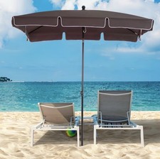 Rectangular Garden Parasol Tilt Patio Umbrella 2x1.3m Aluminium Brown