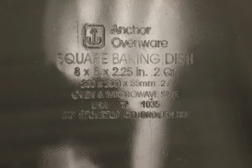 老式 Anchor Hocking 烤箱器皿玻璃方形砂锅烤盘 - 二手 — 第 2/4 张图片