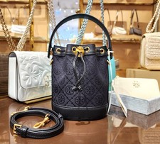 Tory Burch Black Jacquard T Monogram Mini Bucket Bag Crossbody Purse 152130 368