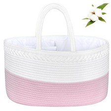 X-Large Diaper Caddy Organizer - Cotton Rope Nursery Storage Basket for Baby ...