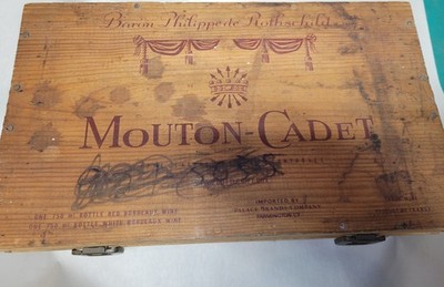 Old Vintage Mouton Cadet Baron Philippe De Rothschild Bordeaux Wine Box France