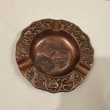 Vintage INDIANAPOLIS 500 Coppertone Made in USA Embossed Souvenir Ashtray Nice