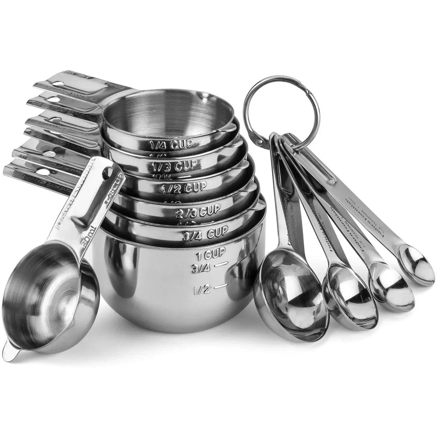 Hudson Essentials 14-Pc Stainless Measuring Cups & Spoons Set NEW