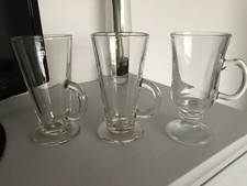 3 x Tall Latte Glasses Coffee Cappuccino Tea Hot Chocolate Glass Mugs PORTUGAL