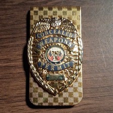 Concealed Weapons Permit Badge Money Clip, Clip-On Novelty, Gold Tone