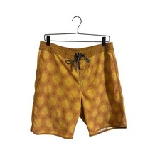 Prana Roots Studio Yellow Board Shorts 8" Inseam Men's 32