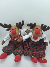 Vintage Russ Berrie  Co Plush Christmas Reindeer Couple