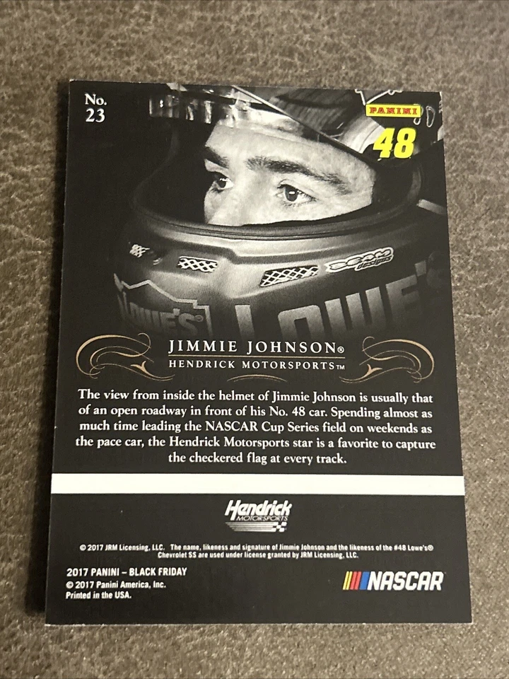 2017 Panini Black Friday - Panini Collection Thick Stock #23 Jimmie Johnson /50 - Image 3 of 3