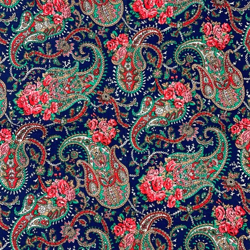 Bufanda Paisley Western Paisley Azul Vintage Rosas Bandana 21" x 21" Hecha en EE. UU. - Imagen 3 de 7