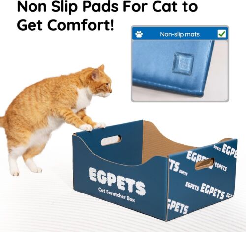 Cardboard Cat Scratcher Box with 3Pcs Extra-Large Scratching Board,Refillable - Picture 7 of 8